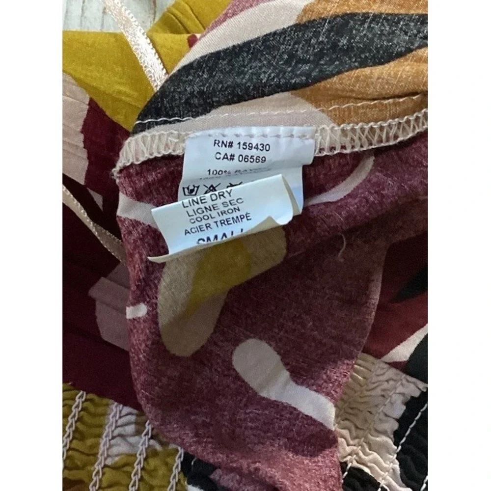 Elan Floral Pants Orange Burgundy Fall Palazzo Pants Women's Small Boho Hippie - Picture 8 of 9